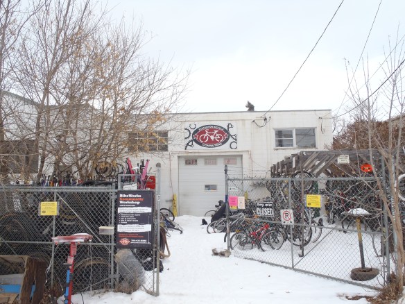 Bikeworks,, the community bike shop operated by the Edmonton Bicycle Commuters' Society.